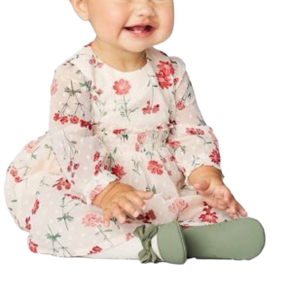 Carter’s Just One You Baby Girls Ivory Floral Dress with Diaper Cover - Picture 1 of 15